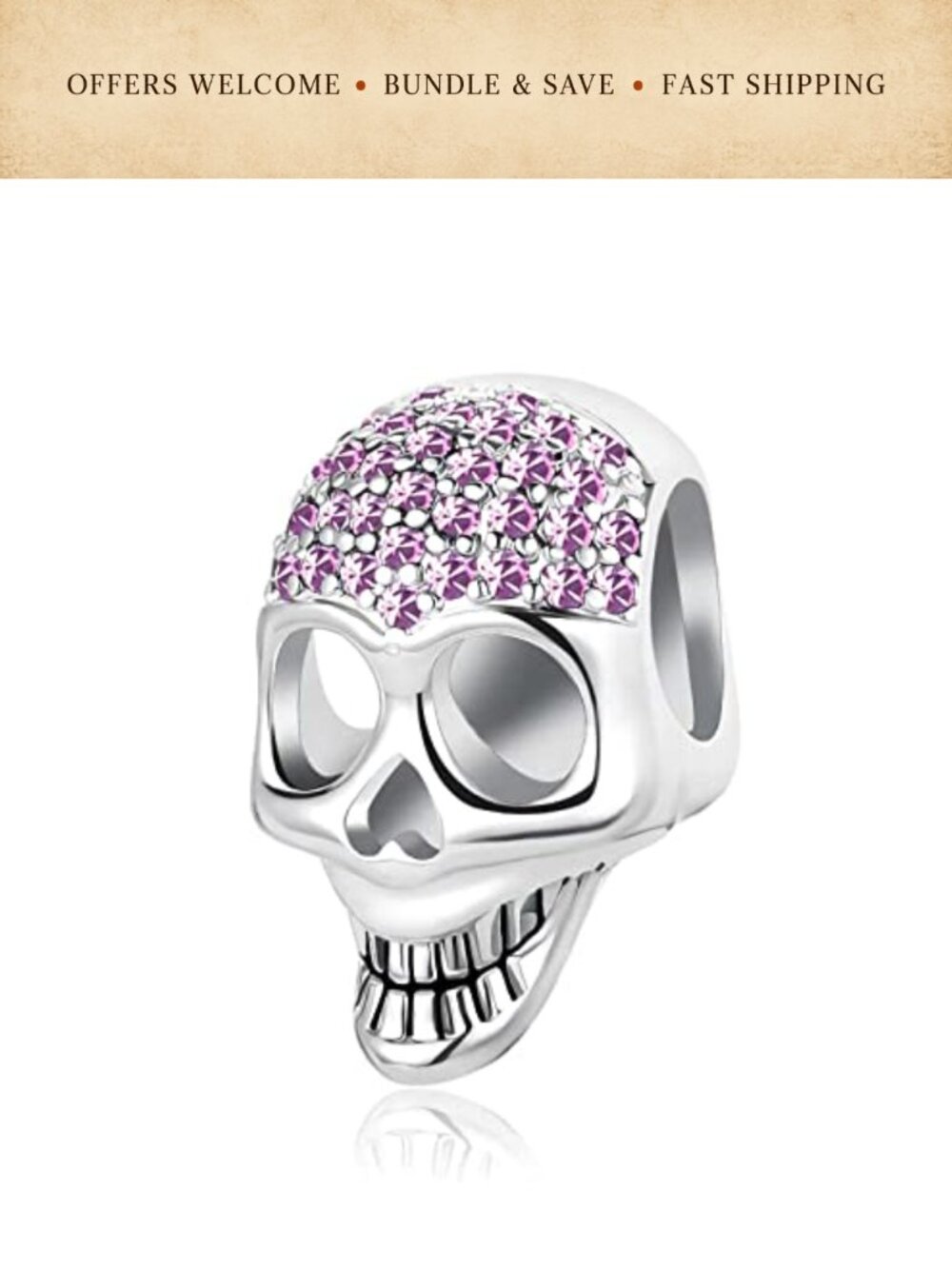 Skull Skeleton Bone Punk Charm Pendant Copper Bead Charms Bracelet